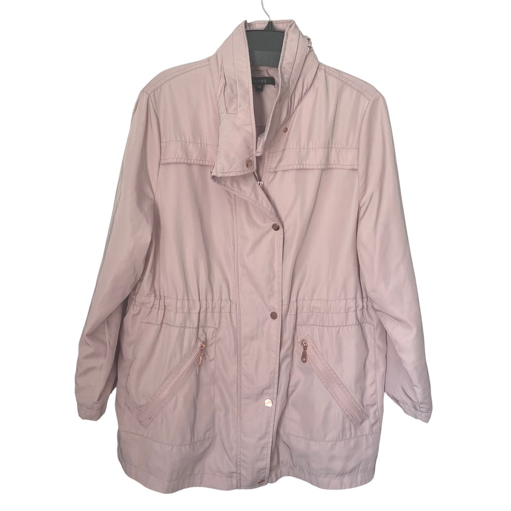 EVANS Women's Pink Utility Jacket Drawstring Waist Zip Pockets Size 16
